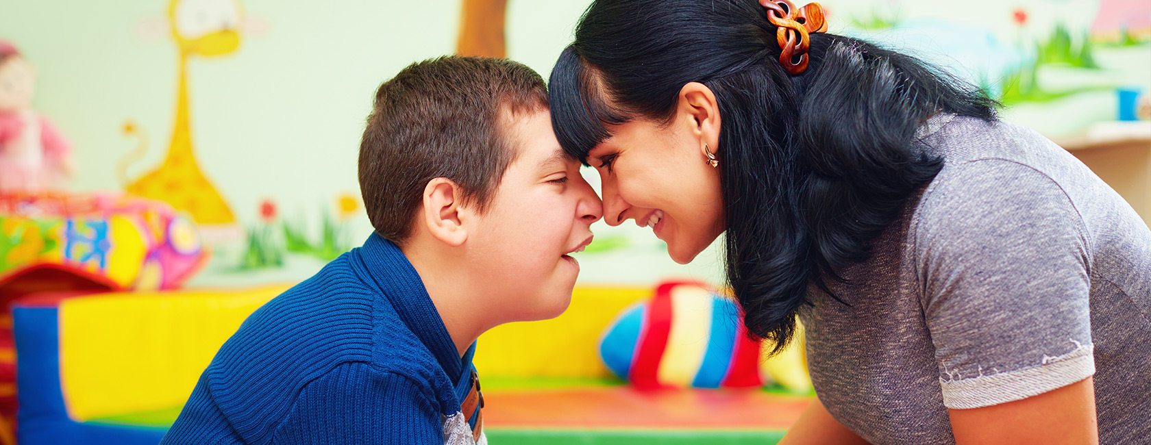 Careers Header - Happy Disabled Boy with Caring Lady